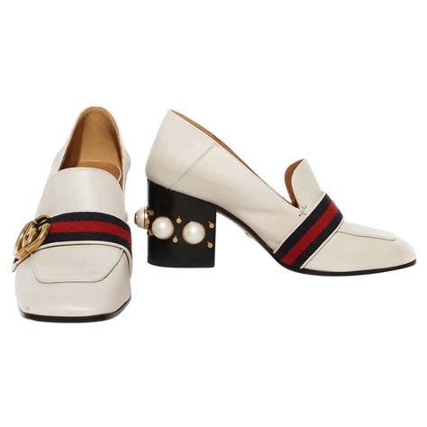 heeled gucci loafers|gucci pearl loafer.